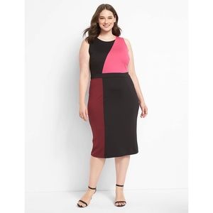 Lane Bryant Colorblock Sheath Sleeveless Ponte Knit Dress Knee Length